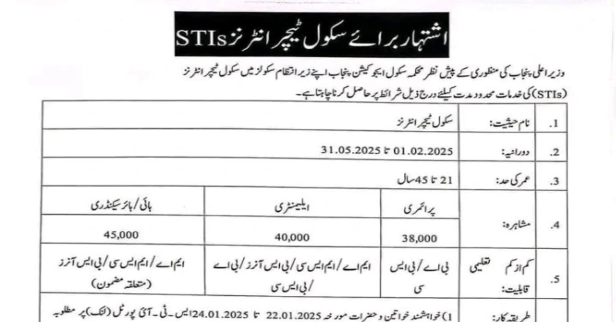 School Teaching Internships STI Program 2025