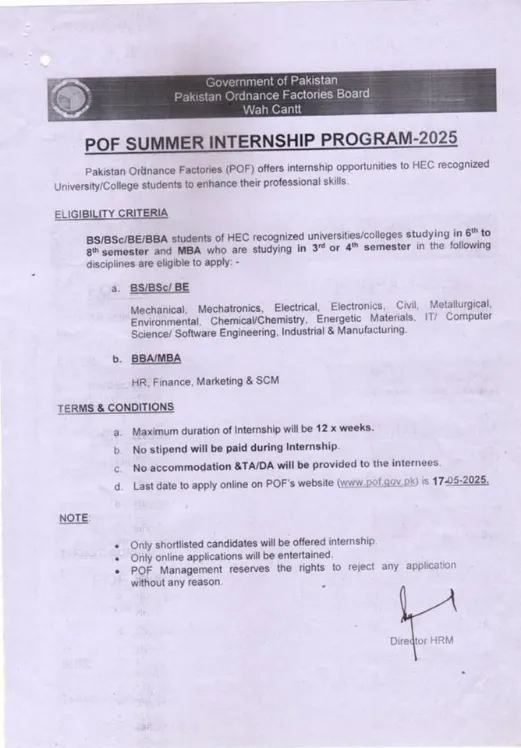 POF Summer Internship Program 2025 Apply Now POF Summer Internship Program 2025 Apply Now