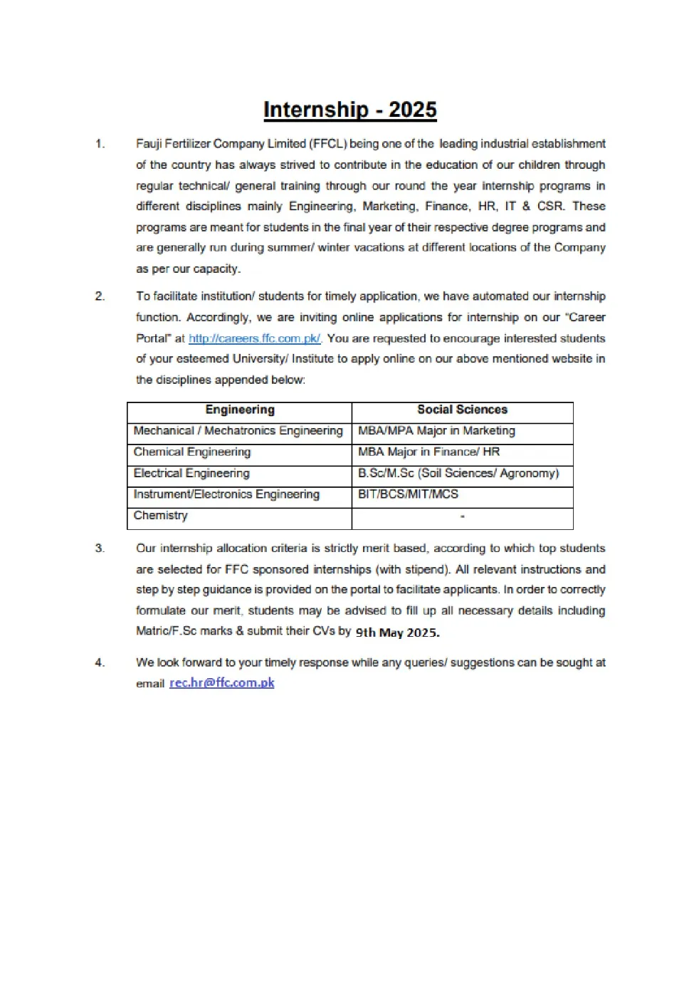 FFC Latest Internship For Students 2025 2 FFC Latest Internship For Students 2025 2