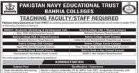Pakistan Navy Educational Trust Bahria Colleges Jobs 2025