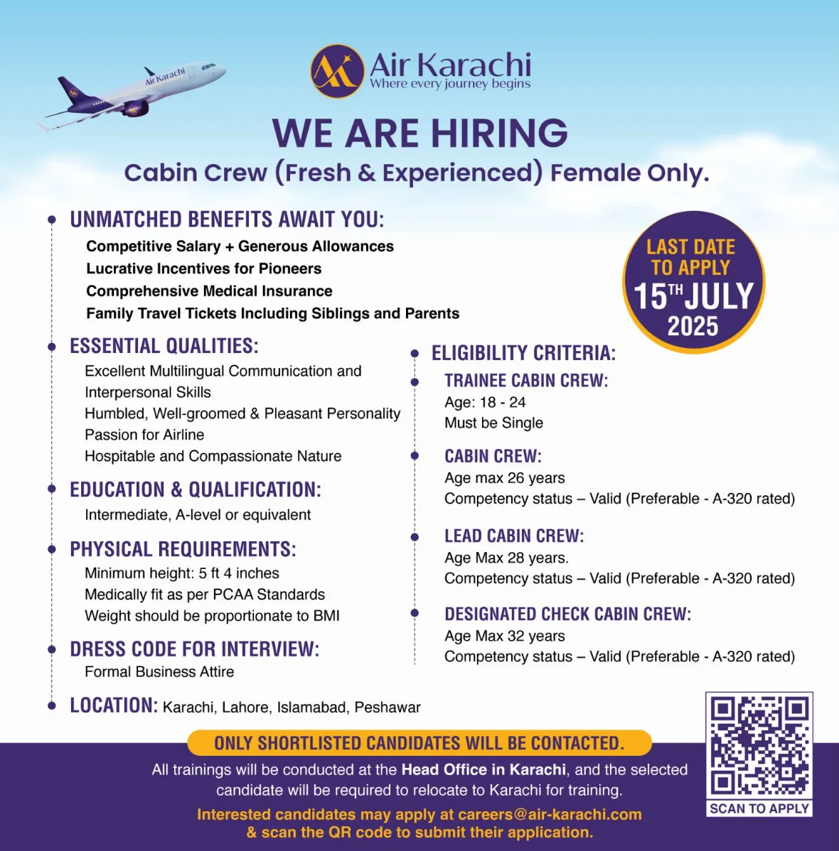 Air Karachi Jobs Cabin Crew Jobs for Females 2025 Air Karachi Jobs Cabin Crew Jobs for Females 2025